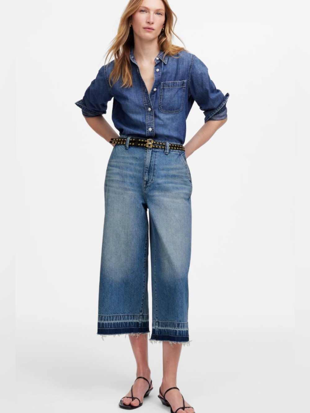 Madewell Denim Culottes Cropped Wide-Leg Dupage Wash Rigid Women’s Size 29 (NWT)
